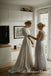 Backless Long Sleeves Ivory Satin Beaded A-line Wedding Dresses, TYP0020