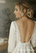 Backless Long Sleeves Ivory Satin Beaded A-line Wedding Dresses, TYP0020