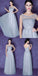 Scoop Neckline Grey Appliques Tulle Long Prom Dresses, BG0015