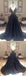 Deep V-Neck Spaghetti Black Lace Satin Long Prom Dresses, BG0006