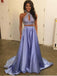Two Piece Beaded Purple Satin Prom Dresses ,Cheap Prom Dresses,PDY0428