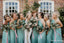 Charming Mint Chiffon Halter Strap Sleeveless Long A-line Cheap Bridesmaid Dresses, TYP0101