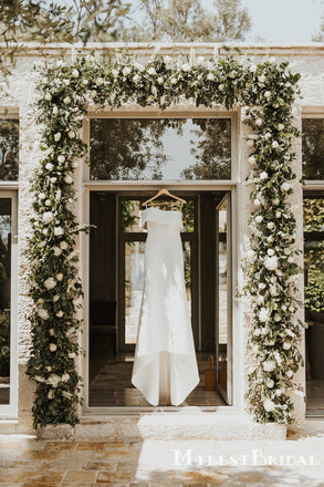 Simple One Shoulder White Double Fdy Mermaid Long Cheap Wedding Dresses, WDS0014