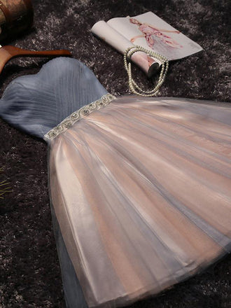 Strapless Beaded Belt Two colors Skirt Homecoming Prom Dresses, Affordable Short Party Prom Sweet 16 Dresses, Perfect Homecoming Cocktail Dresses, BDY0313