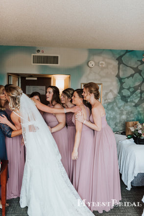 Mismatched Dusty Purple Chiffon A-line Long Cheap Bridesmaid Dresses, BDS0080