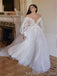 Simple V-neck Off-shoulder A-line Lace applique Wedding Dresses, WDY0257