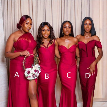 Mismatched Sweetheart One-shoulder side silt  Elegant Simple Pretty Long Bridesmaid Dresses,BDS0214