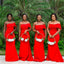 Red Off-shoulder Elegant Simple Pretty Long Bridesmaid Dresses,BDS0217