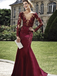 Mermaid V-neck Beaded Burgundy Lace Prom Dress ,Cheap Prom Dresses,PDY0416