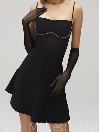 Spaghetti straps Square A-line Short Homecoming Dresses, HDS0070