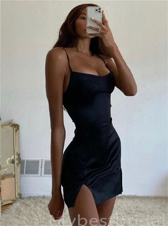 Sexy Sweetheart Side slit Spaghetti straps Short Homecoming Dresses, HDS0077