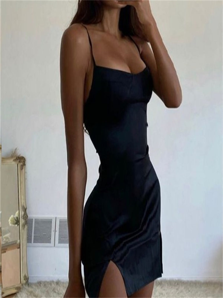 Sexy Sweetheart Side slit Spaghetti straps Short Homecoming Dresses, HDS0077