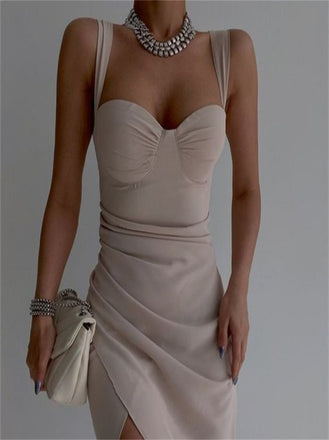 Sweetheart Pleats Side slit Short Homecoming Dresses, HDS0069