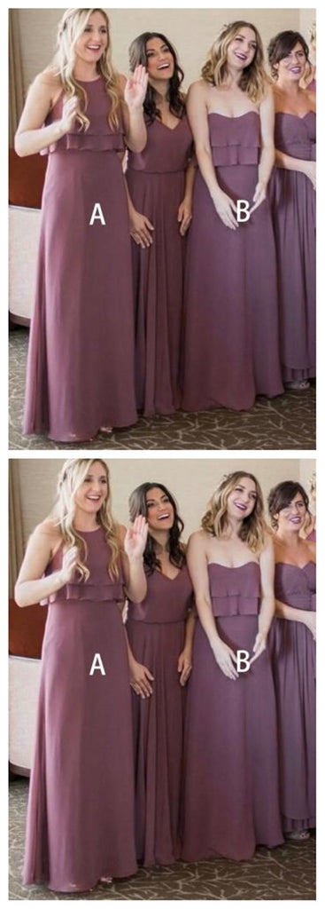 Dusty Purple Mismatched Chiffon Cheap Bridesmaid Dresses Online, WGY0235