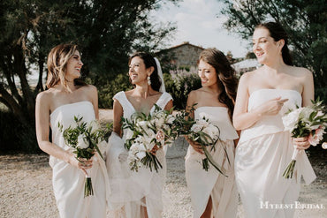 Simple Strapless Side Slit A-line Long Cheap Bridesmaid Dresses, BDS0087