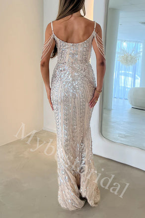 Sexy V-neck Sleeveless Off shoulder Mermaid Long Prom Dress,PDS1067
