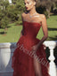 Red Elegant Sweetheart Side slit A-line Prom Dresses,PDS0605