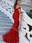 Elegant V-neck Off shoulder Mermaid Long Prom Dresses,PDS0662