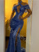 Sexy Halter Off shoulder Side slit Mermaid Prom Dresses,PDS0717