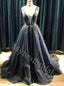 Black Sexy V-neck Sleeveless A-line Prom Dresses,PDS0609
