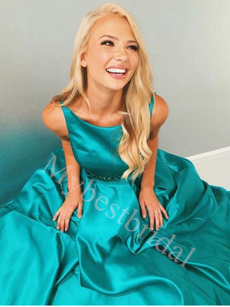 Elegant Sleeveless Beteau A-line Long Prom Dresses,PDS0625