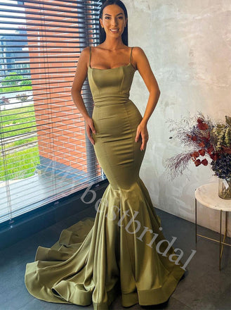 Sexy Spaghetti straps Square Sleeveless Mermaid Prom Dresses,PDS0599