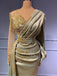 Elegant V-neck Long sleeves  Sheath Long Prom Dresses,PDS0627