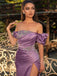 Elegant Off shoulder Side slit Sheath Long Prom Dresses,PDS0623