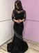 Black Elegant Long sleeves Mermaid Long Prom Dresses,PDS0630