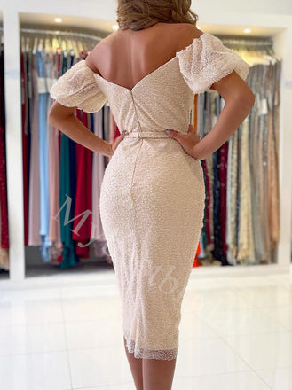 Elegant Sweetheart Off shoulder Sheath Prom Dresses,PDS0613