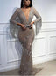 Sexy Deep V-neck Long sleeves  Mermaid Prom Dresses,PDS0610