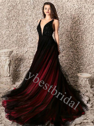 Sexy Sleeveless V-neck A-line Prom Dresses,PDS0729