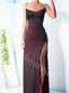 Elegant Spaghetti straps Side slit Sheath Prom Dresses,PDS0712