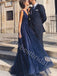 Elegant V-neck sleeveless  A-line Long Prom Dresses,PDS0634