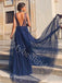 Elegant V-neck sleeveless  A-line Long Prom Dresses,PDS0634