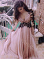 Elegant V-neck Long sleeves A-line Prom Dresses,PDS0680