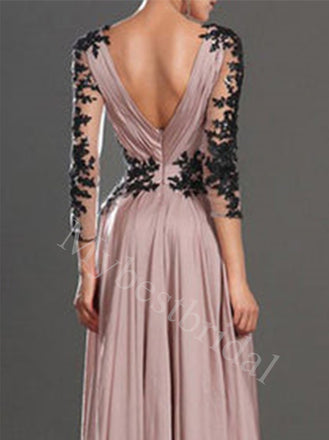 Elegant V-neck Long sleeves A-line Prom Dresses,PDS0680