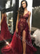 Sexy Sleeveless V-neck Side slit A-line Prom Dresses,PDS0601