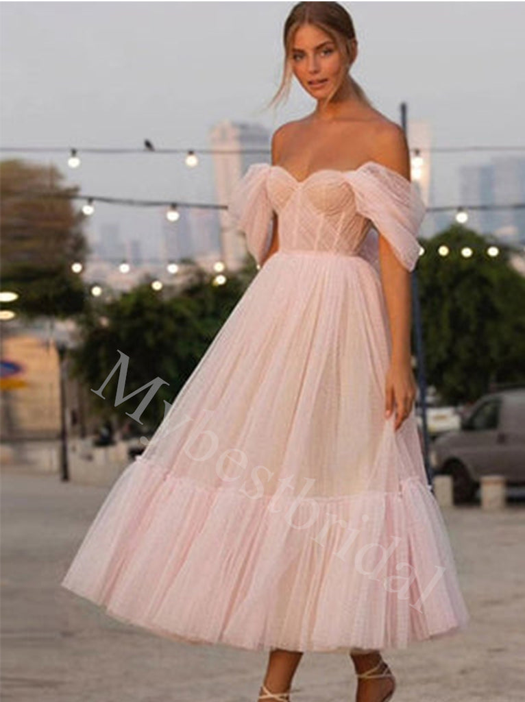 Elegant Sweetheart Off shoulder A-line Prom Dresses,PDS0619