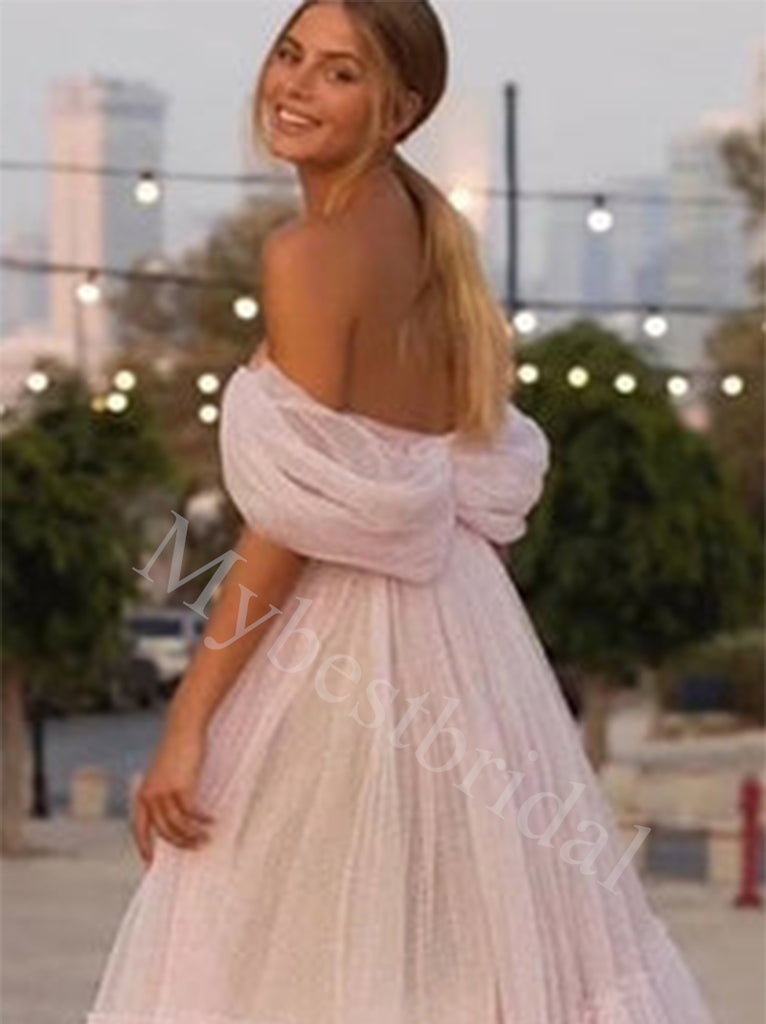 Elegant Sweetheart Off shoulder A-line Prom Dresses,PDS0619