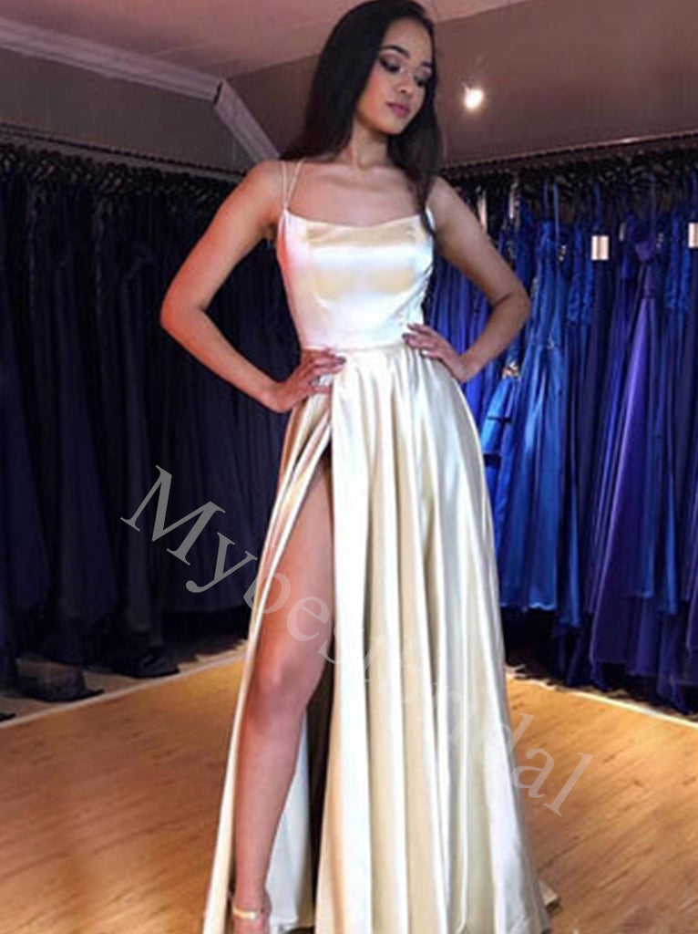 Sexy Square Side slit A-line Prom Dresses,PDS0679