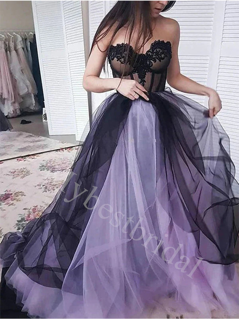 Elegant Sweetheart sleeveless A-line Long Prom Dresses,PDS0638