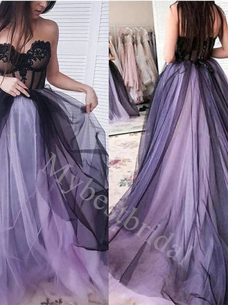 Elegant Sweetheart sleeveless A-line Long Prom Dresses,PDS0638