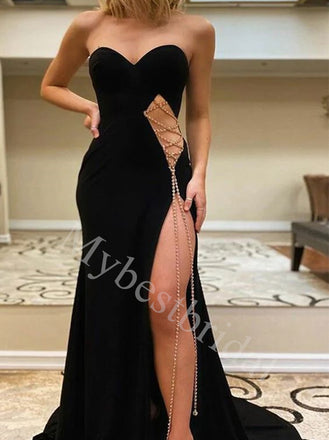 Sexy Sweetheart Side slit Shesth Long Prom Dresses,PDS0668