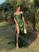 Elegant Jewel Off shoulder Side slit Sheath Prom Dresses,PDS0695