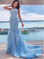 Elegant Halter Sleeveless Mermaid Long Prom Dresses,PDS0660