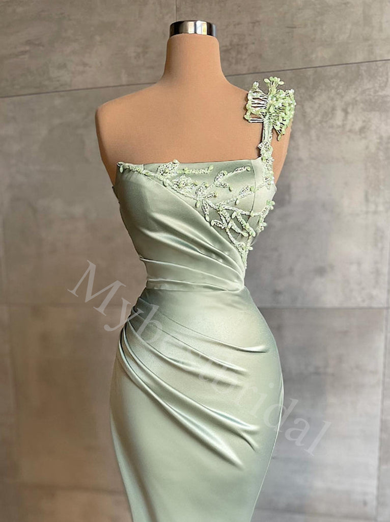 Elegant One shouldedr Sleeveless Mermaid Prom Dresses,PDS0611