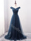 Elegant Off shoulder Sleeveless V-neck A-line Prom Dresses,PDS0602