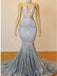 Sexy Halter Sleeveless Mermaid Long Prom Dresses,PDS0653