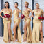 Gold Mismatched Mermaid Long Satin Bridesmaid Dresses, TYP0035